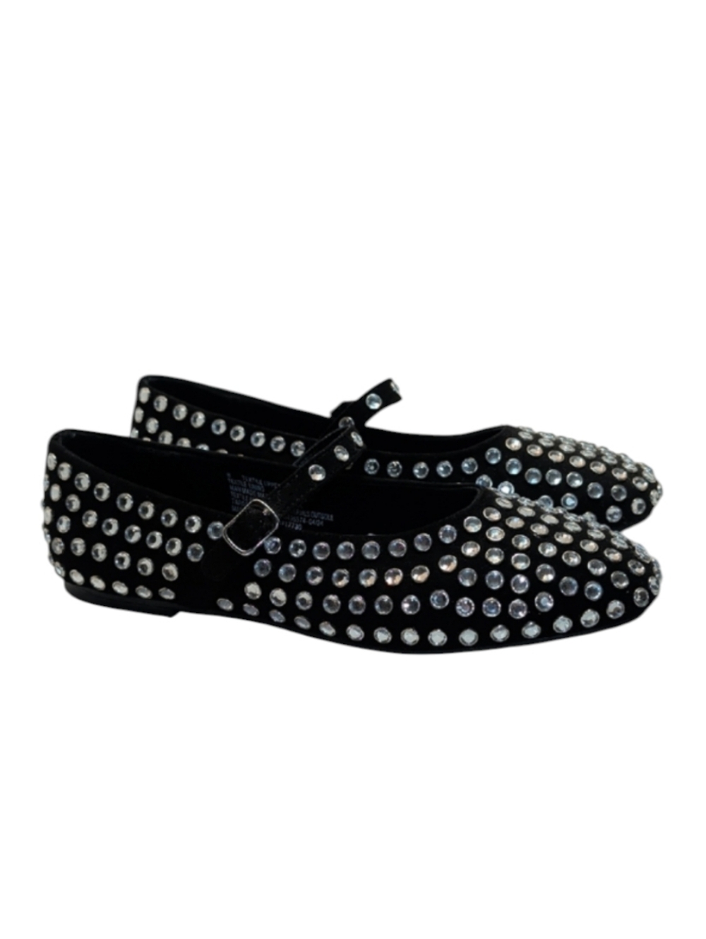 A New Day Issa Rhinestone Black Ballerina Flats with Buckle Strap Size 8
